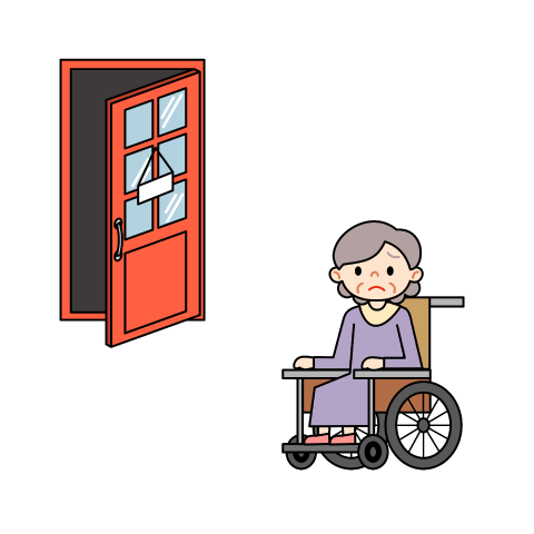 【障害者からの申出】店舗の出入口が押し引きして開けるドアのため、一人で出入りするのが難しい。