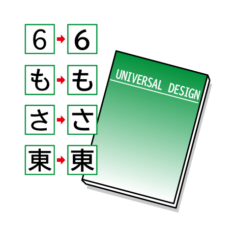 【環境の整備】今後の商品パンフレットは、ユニバーサルデザインのフォントを使って作成することとした。