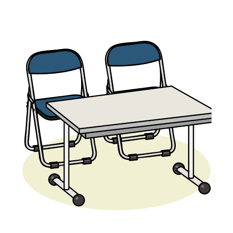【環境の整備】椅子の引きずる音を減少させるため、全ての机と椅子の脚に防音加工を施した。